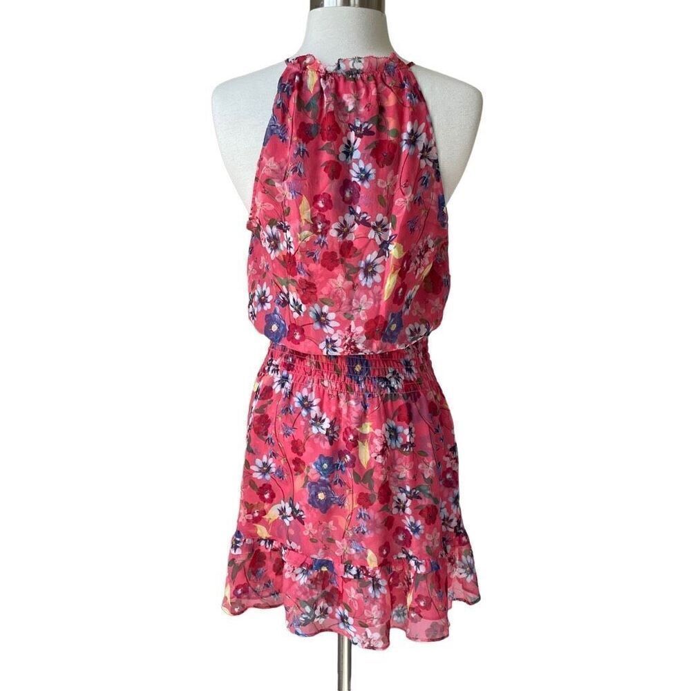 Parker Serenity 100% Silk Cocktail Party Mini Dress Floral Coral Size Small S - Picture 5 of 10